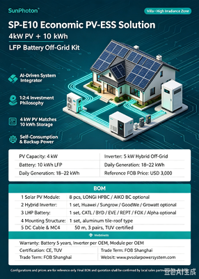 SP E10:4 kW PV +5 kW Inverter +10 kWh LFP Off Grid Kit