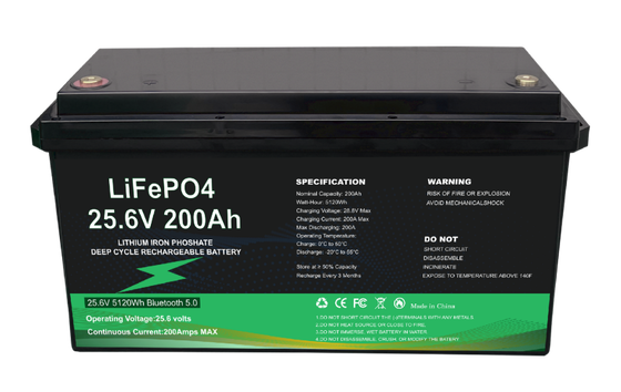 태양광 발전 시스템을 위한 6000 사이클 및 IP67 보호 기능을 갖춘 YIFEI POWER LiFePO4 배터리 25.6V 200Ah